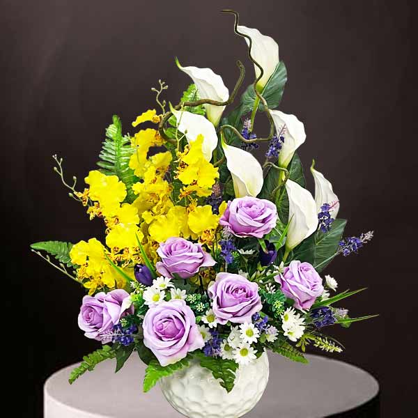 Artificial Roses, Orchids &amp; Calla Lily Table Arrangement