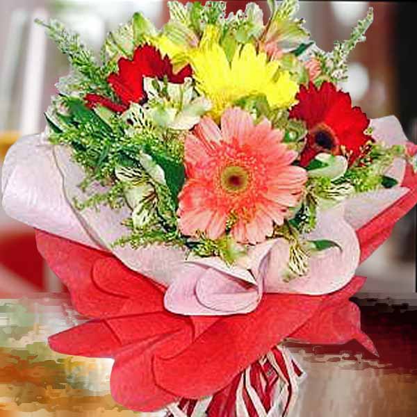 6 Mixed Gerbera Handbouquet