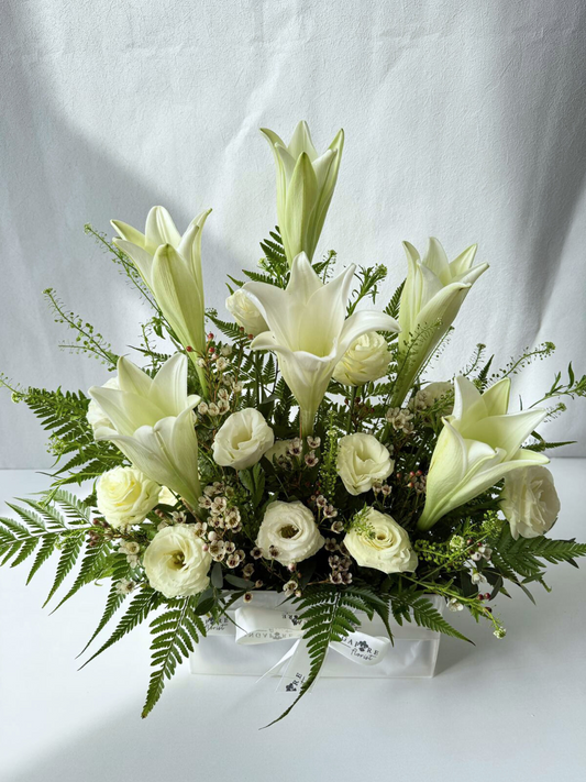 Laudable Labrador Lilies Table Arrangement