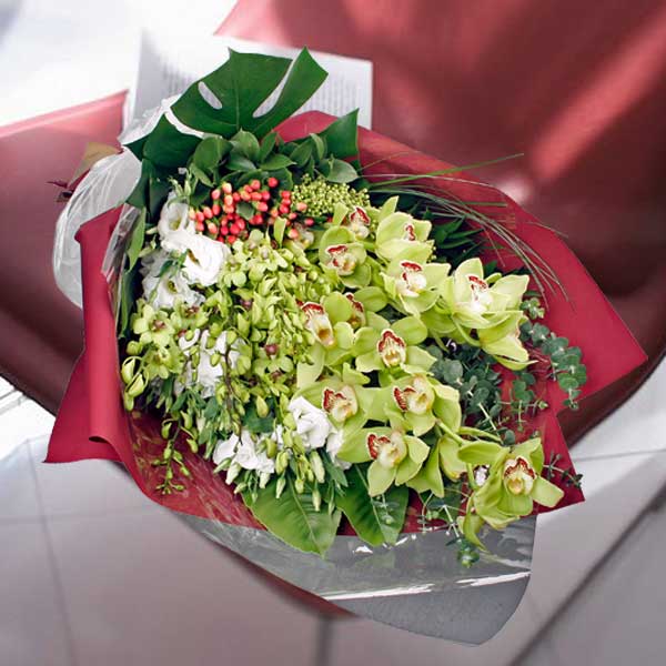 Cymbidium Orchids Long Hand Bouquet