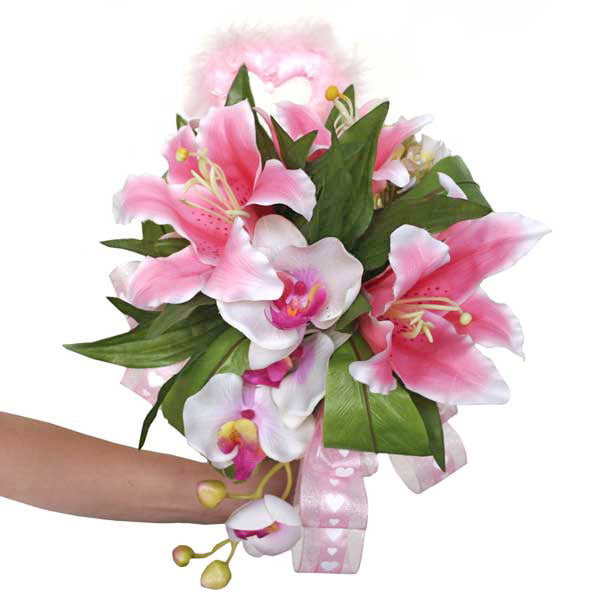 Phalaenopsis Orchid &amp; Pink Lilies Artificial Posy