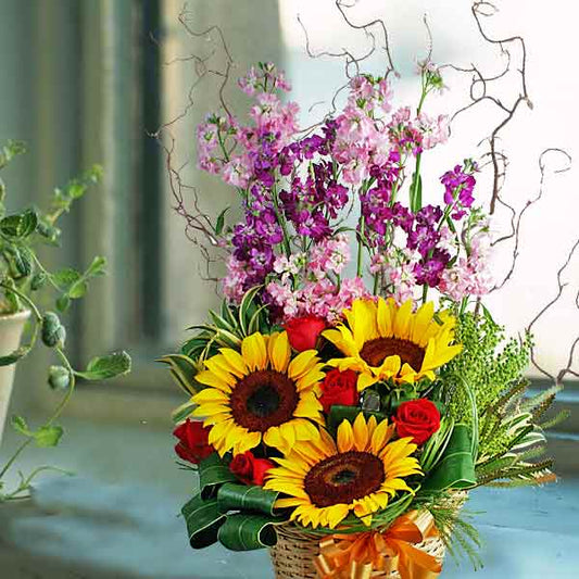 Matthiola & Sunflowers Table Arrangement