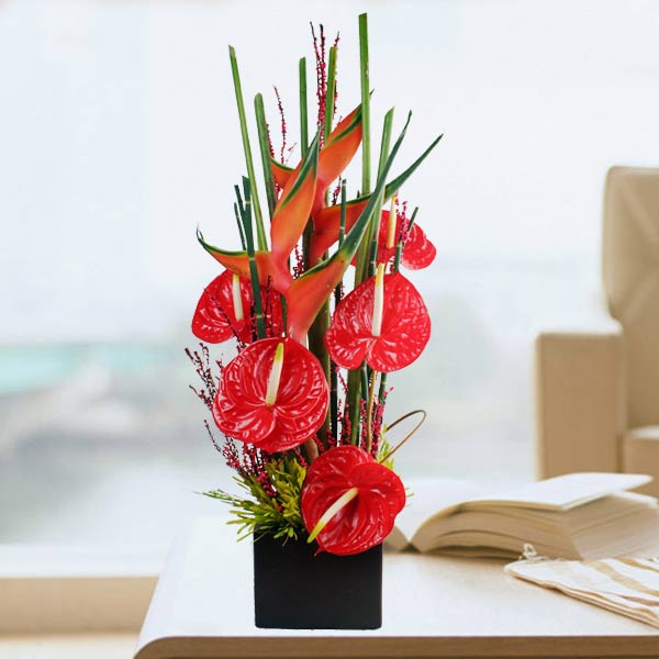 Anthurium &amp; Heliconia Flowers Arrangement